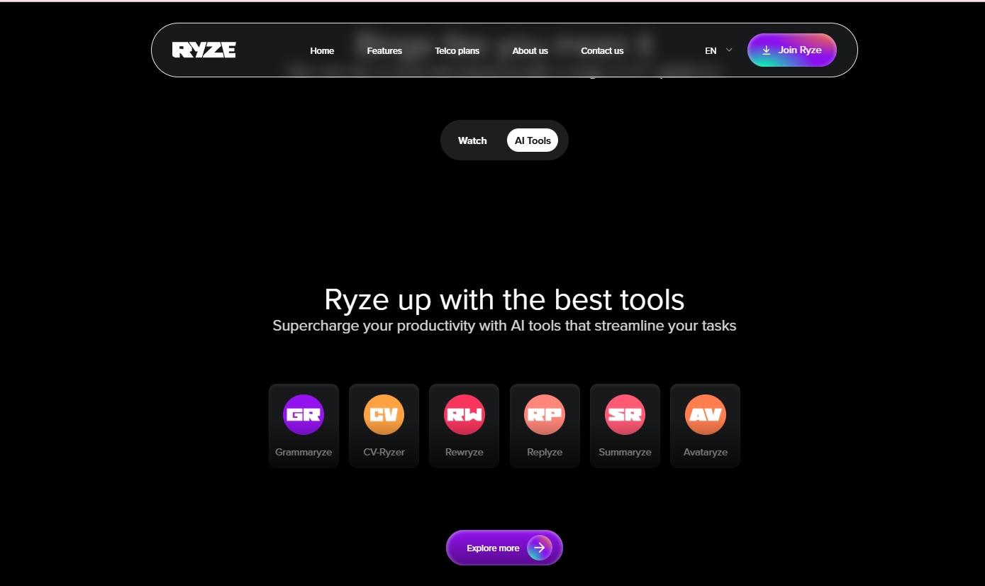 RYZE Features 